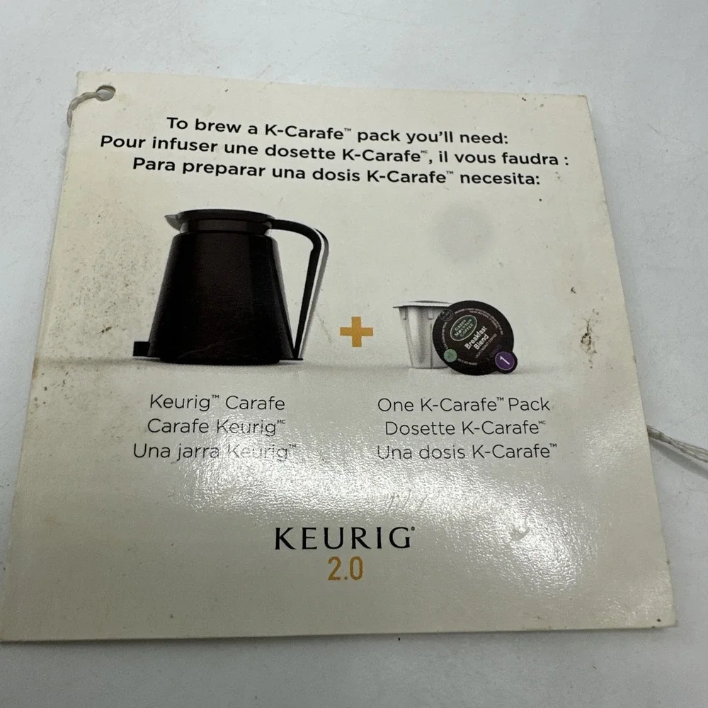 Keurig 2.0 4-Cup Coffee Carafe Pot Black Silver ~Never Used~